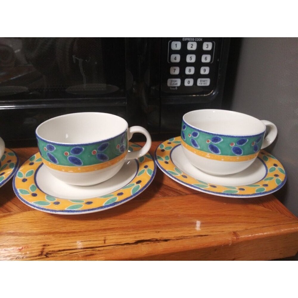 Royal Doulton Cabana Expressions 1996 Teacup & saucer set of 4 Doulton Everyday